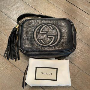 GUCCI small black SOHO leather "camera bag" GUARANTEED AUTHENTIC
